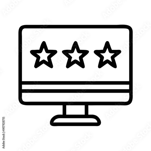 Monitor Displaying Star Ratings and Reviews Icon Design