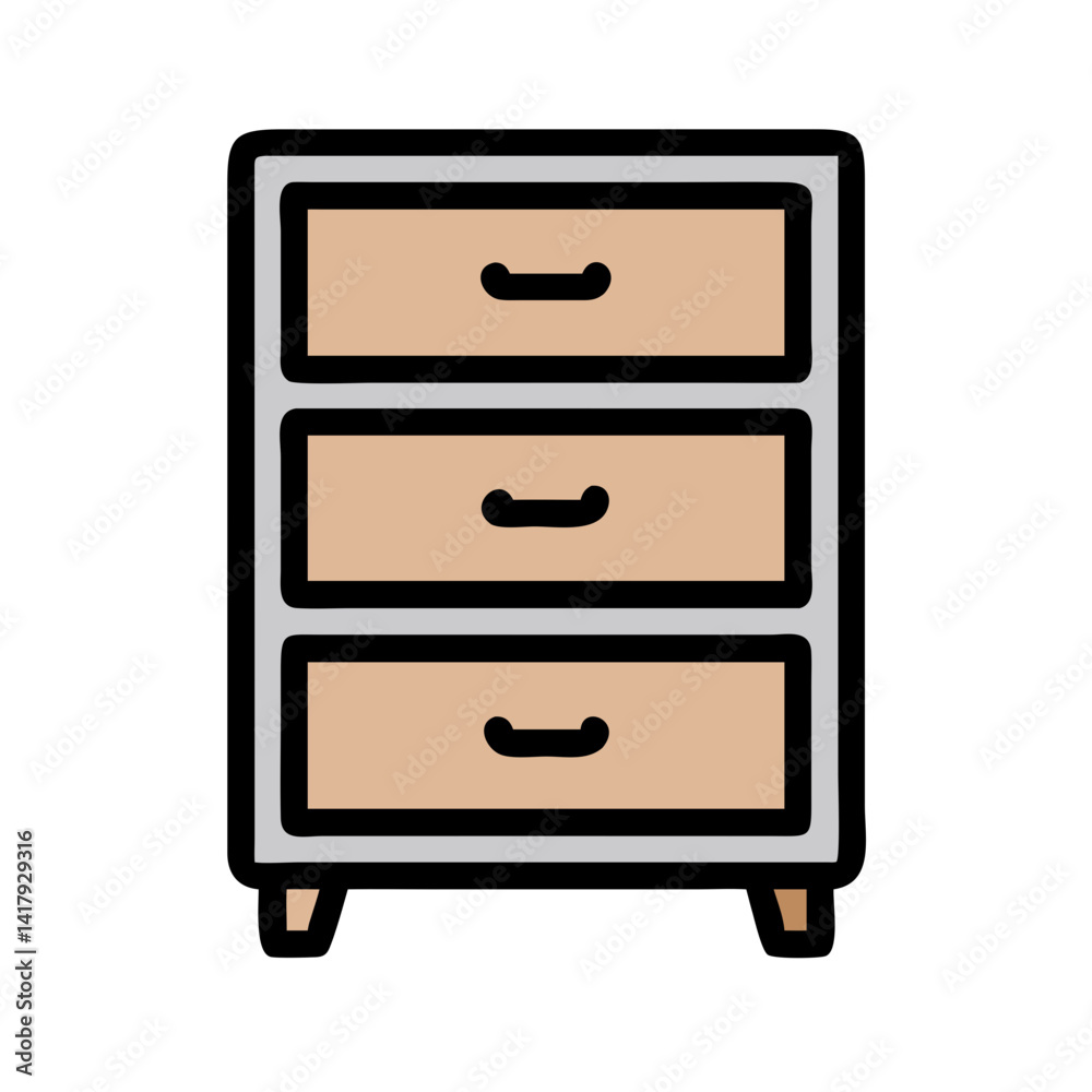 Narrow Chest with Triple Storage Drawers Icon Design Narrow Chest with Triple Storage Drawers Icon Design