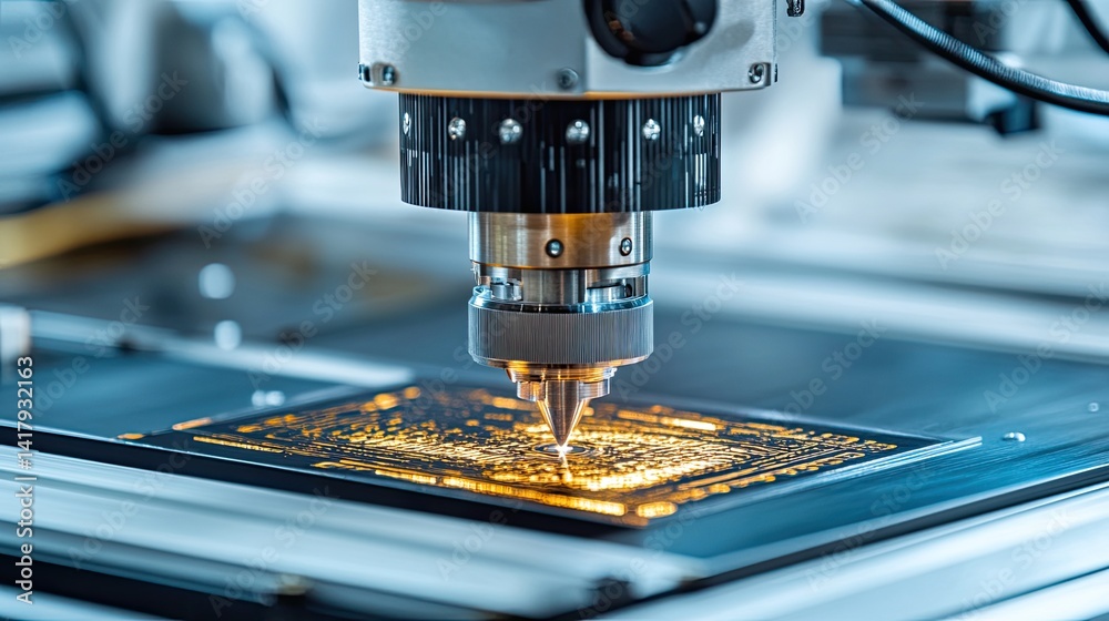 Optical cutter machine in mid-process with protective cover open.
