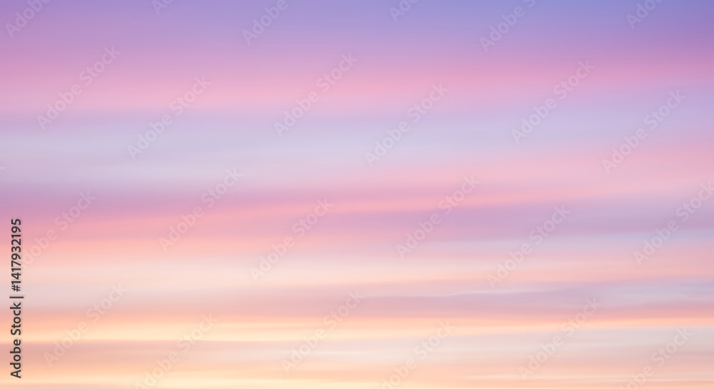 Naklejka premium Serene Pastel Sunset Sky Soft Hues Dreamy Cloudscape Peaceful Dawn