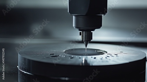 Obraz na płótnie Robotic cutter trimming optical lens edge with high-speed accuracy. w salonie