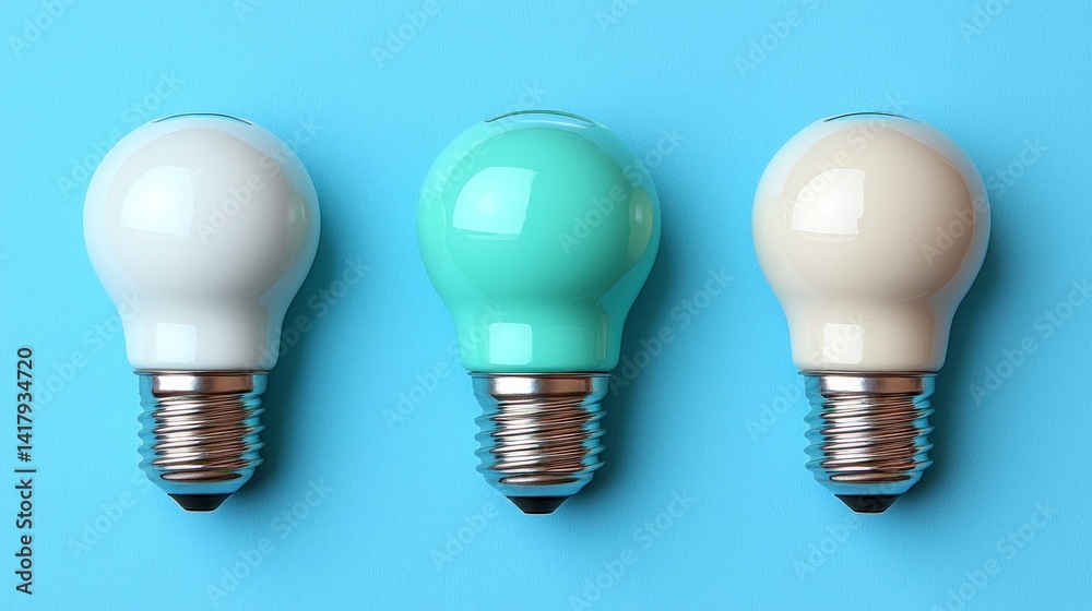 Three light bulbs, colorful Three light bulbs, colorful