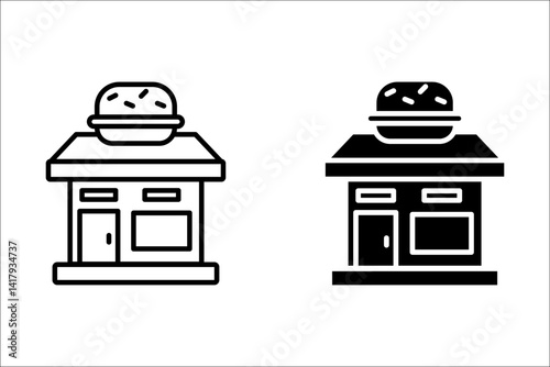 Fast food building icon. Fast food concept. Vector illustration 