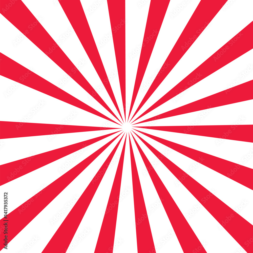 Fototapeta premium Retro sunburst sun rays dark red creamy yellow abstract background vintage sunrise grunge rough texture pattern radial spiral stripes groovy swirl beam distressed circus carnival vector illustration.