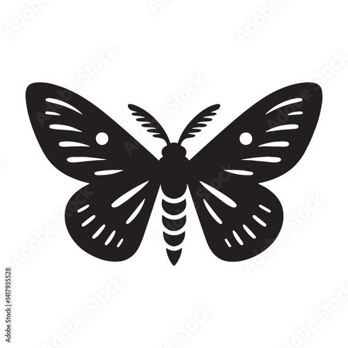 Nocturnal Moth silhouette, a seeker of the night – Moth illustration – Minimalist Moth vector – Insect silhouette

