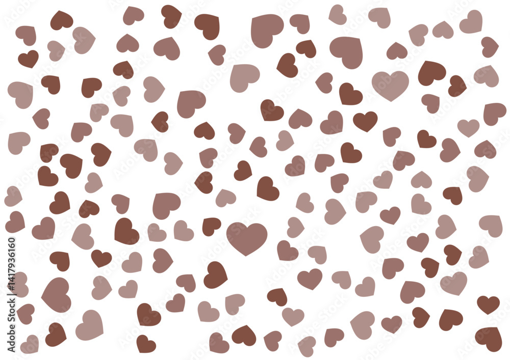 Obraz premium ハート柄の背景 茶系の3色 ハート