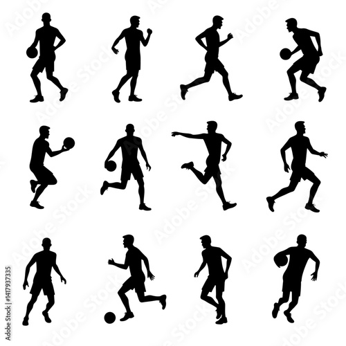 Wallpaper Mural A set of silhouettes of football players. isolated on white background. graphic vector illustration. Torontodigital.ca