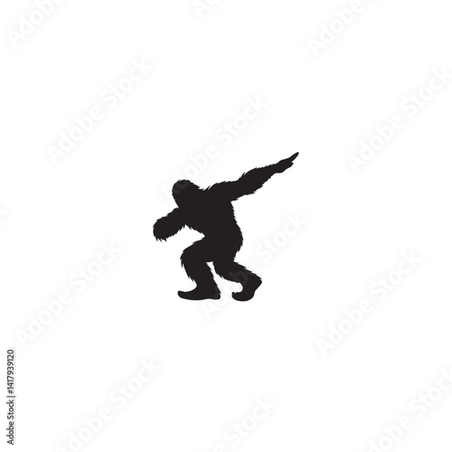 Silhouette of bigfoot dabbing cryptozoology icon legendary creature dab pose