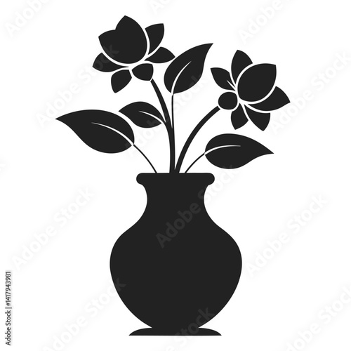 vase with flowers silhouette icon