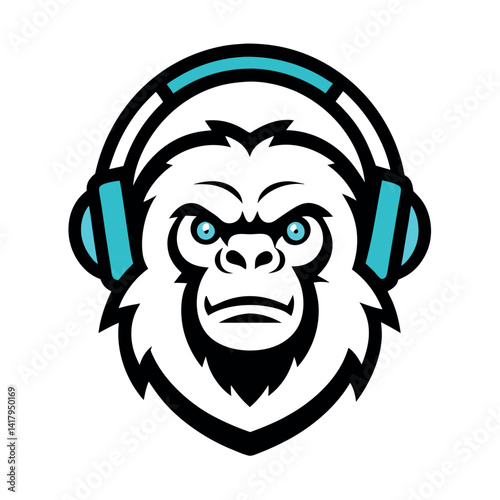 Angry Gorilla with Headphones - A Powerful Mascot Design photo