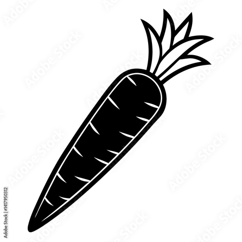 Black silhouette of a carrot on a white background 