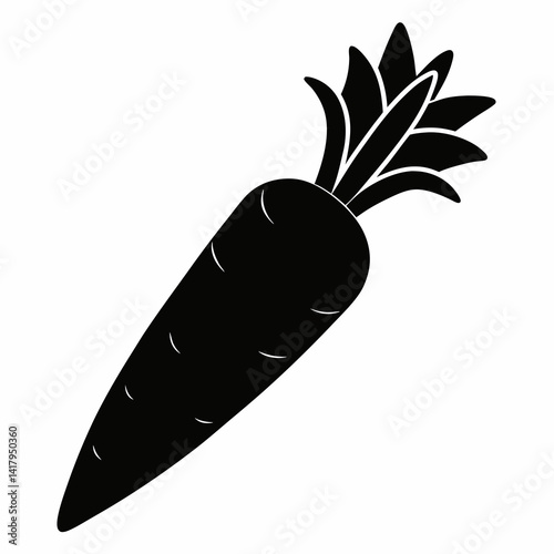 Black silhouette of a carrot on a white background 