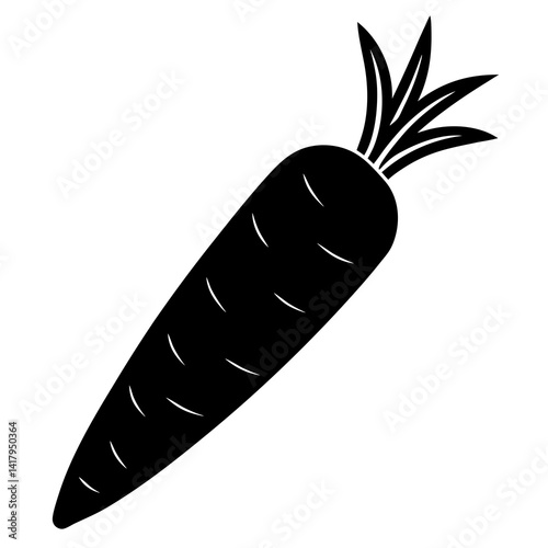 Black silhouette of a carrot on a white background 