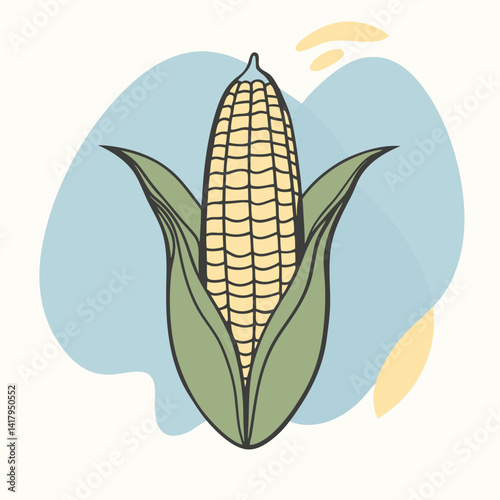 black silhouette of a corn cob on a white background