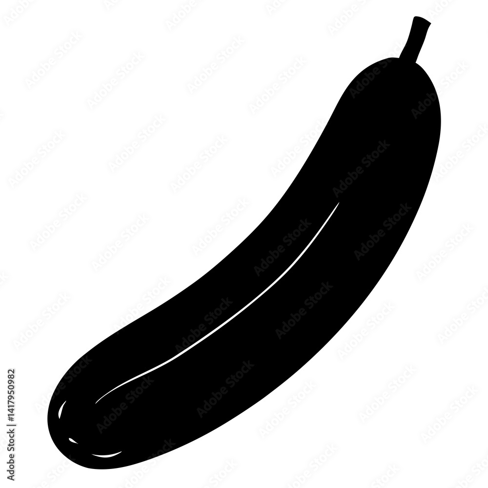 Black silhouette of a cucumber on a white background Black silhouette of a cucumber on a white background