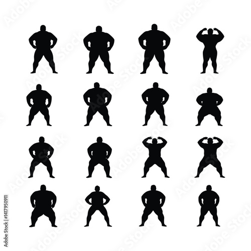 Silhouettes Set of Sumo, Power