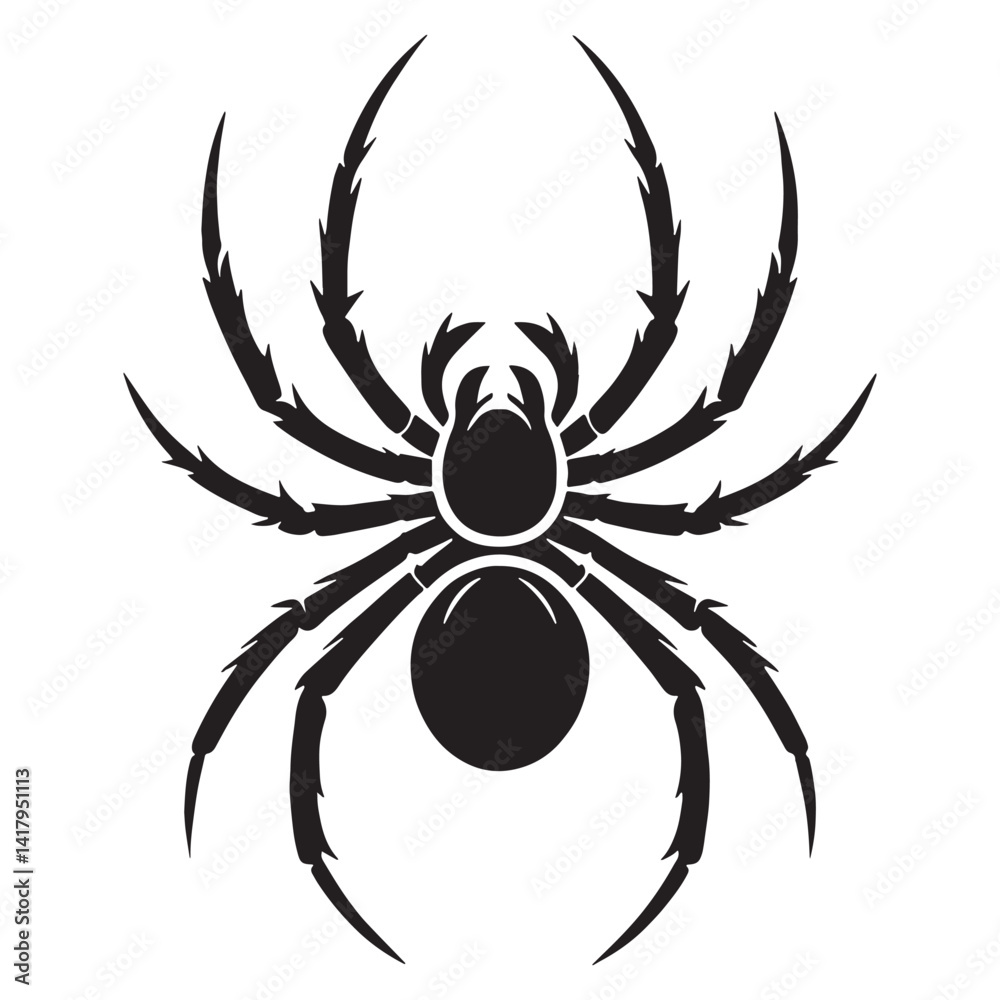 Obraz premium Majestic Spider silhouette, with long, elegant legs – Spider illustration – Spider vector – Insect silhouette