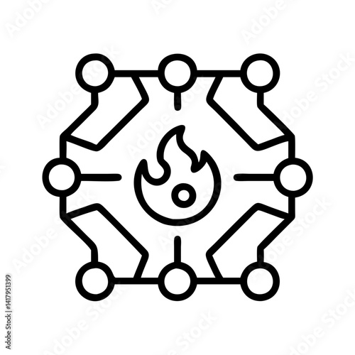 Fire network connection digital data security firewall protection system technology concept design