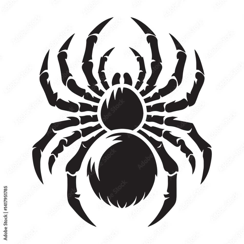 Obraz premium Ancient Spider silhouette, a symbol of timeless craft – Spider illustration – Spider vector – Insect silhouette