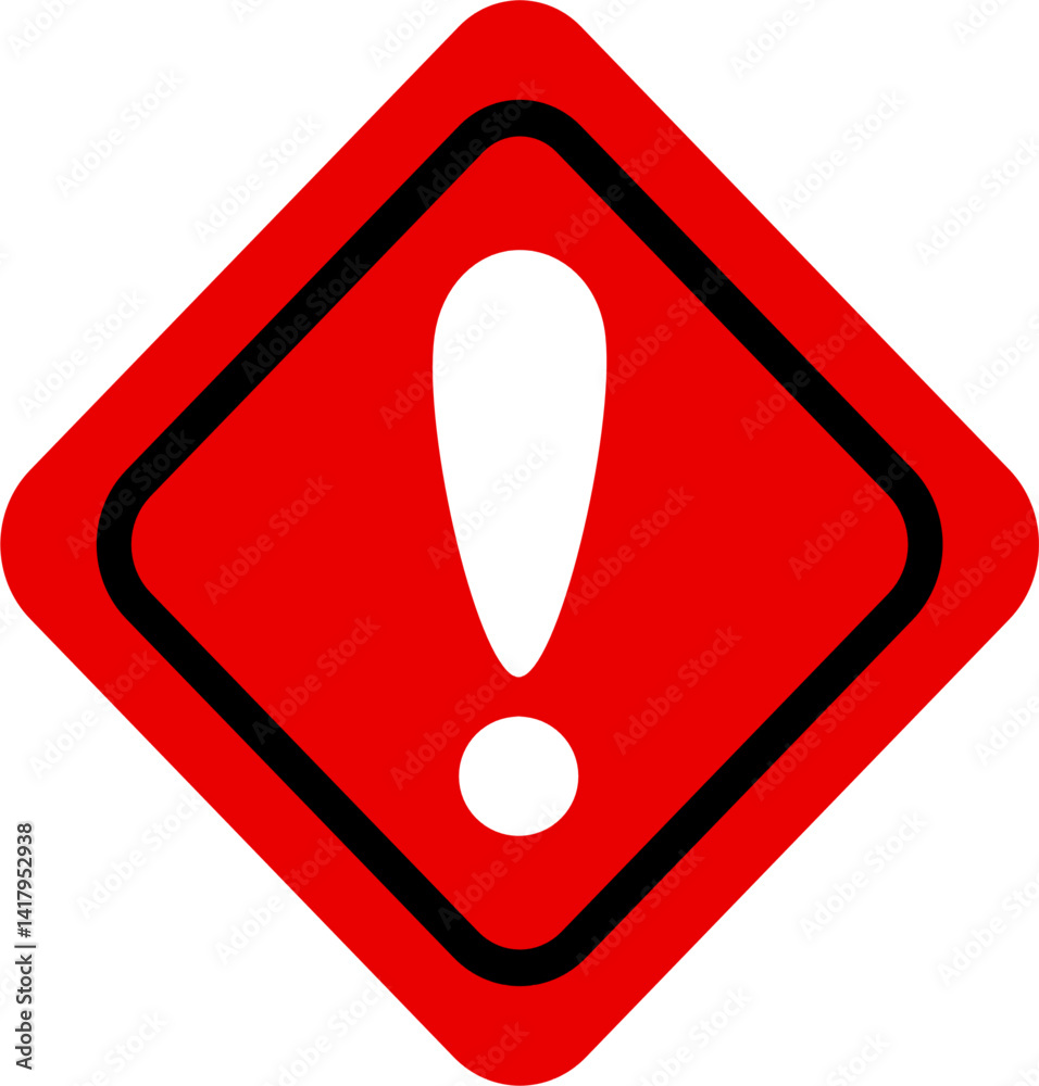Diamond Caution Warning Sign with Red and White