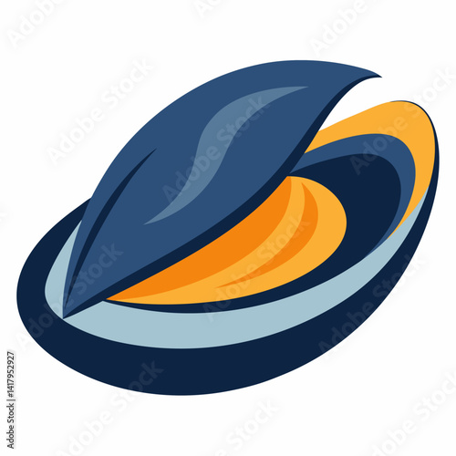 Fresh and tasty seafood appetizing mussel. Vector on white background.