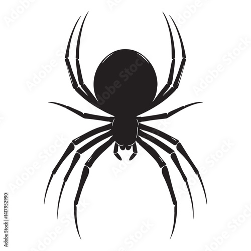 Lurking Spider silhouette, waiting patiently for prey – Spider illustration – Spider vector – Insect silhouette

