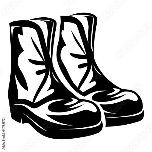 Stylized black and white image of work boots, perfect for industrial use