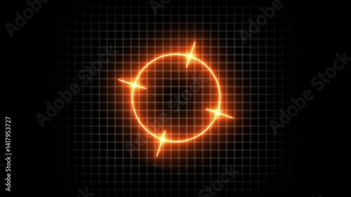 neon red Target to focus, focus icon. sniper gun target animation 4k . Technology radar icon, Animated of Futuristic circle scope on black screen