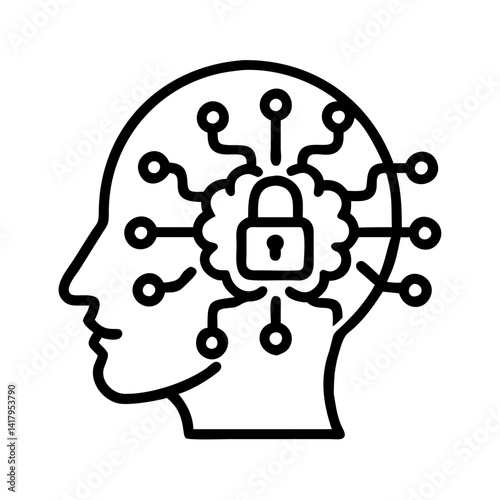 Artificial intelligence security mind brain technology network ai cyber security safety lock