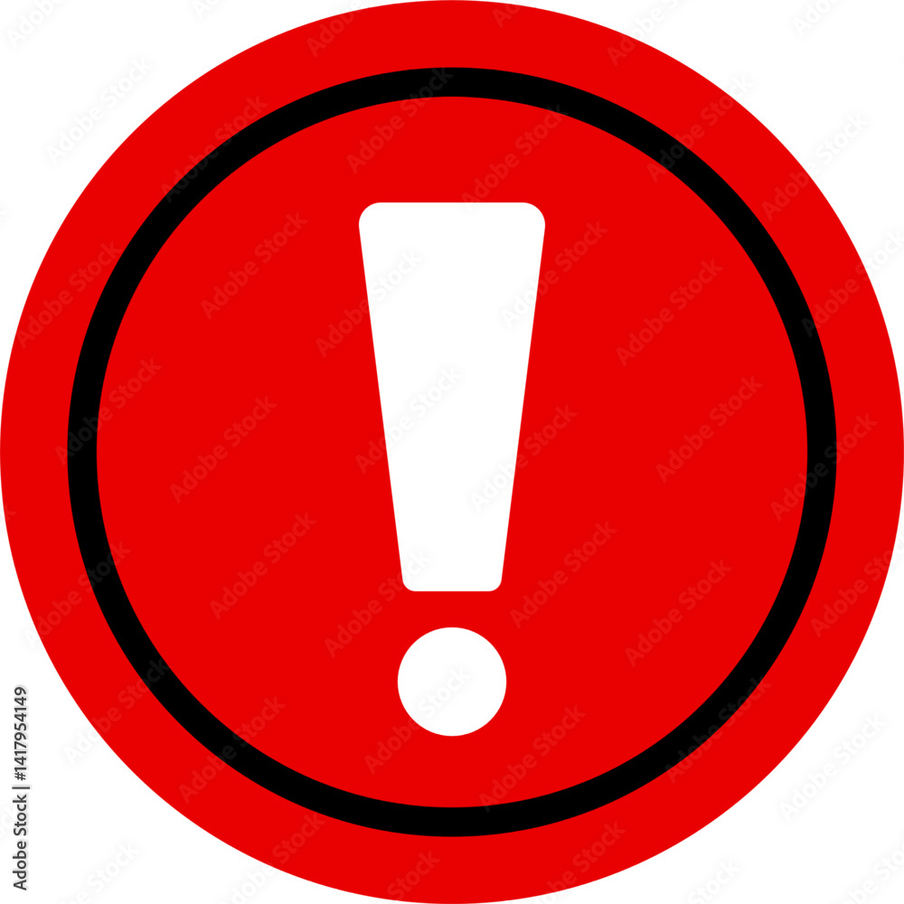 Circle Caution Sign in Red and White Color Circle Caution Sign in Red and White Color