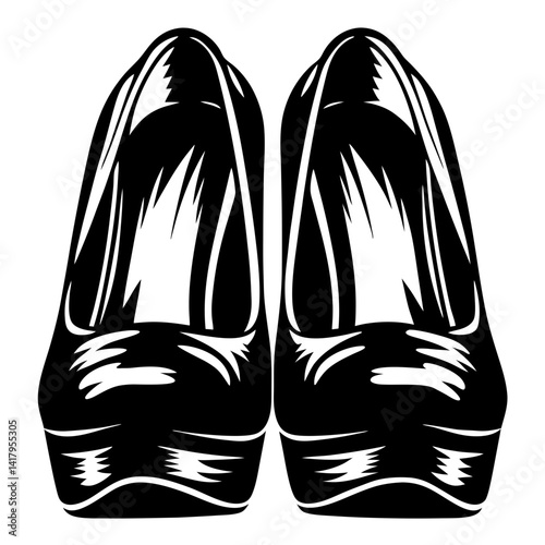 Stylish Black and White High Heel Shoes Pair for Fashion and Style