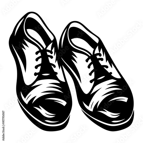 Monochrome vector illustration of a pair of classic laced dress shoes