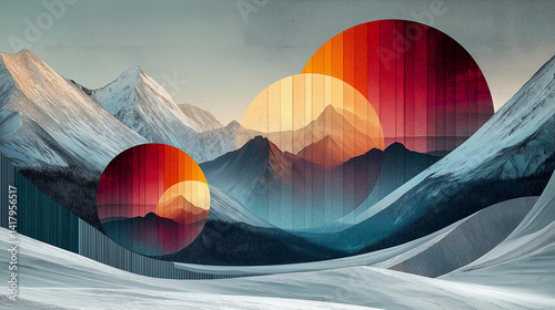 Obraz na płótnie Abstract colorful landscape image with geometric shapes. w salonie