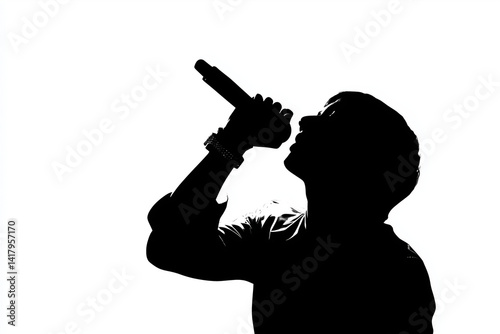 Singer silhouette on white background