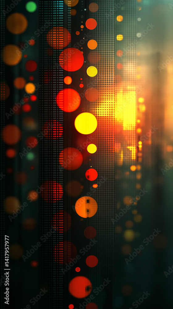 Abstract colorful landscape image with geometric shapes.