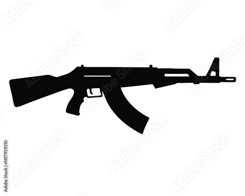 AK-47 silhouette vector isolated on white background