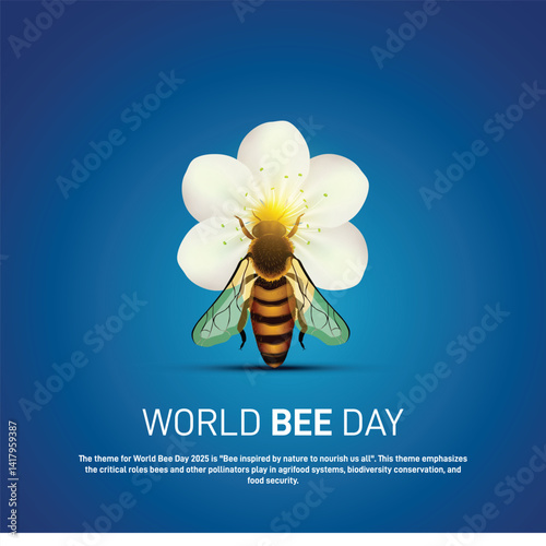 world bee day 2025. world bee day creative banner, poster, social media post, postcard, background, template, backdrop, greetings card, web banner, cover design etc.
