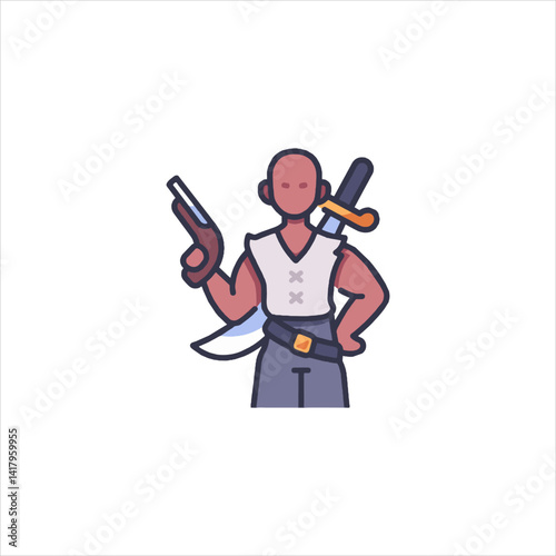 vector illustration of a man holding a wrench