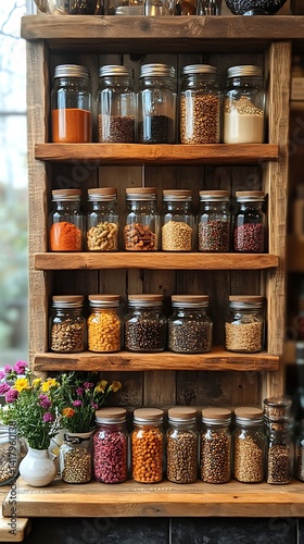 Wallpaper Mural Rustic Kitchen Shelf With Spices High Resolution Image Torontodigital.ca