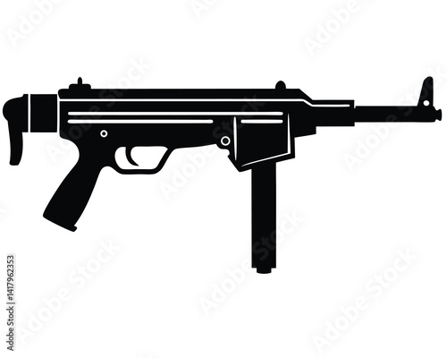 MP40 silhouette vector isolated on white background