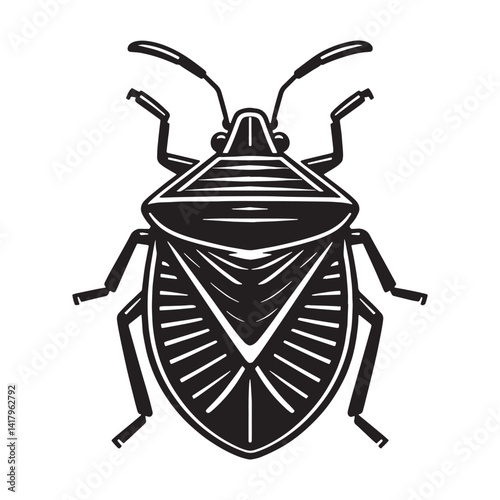 Surprising Stink Bug silhouette, an insect with a stinky surprise – Stink Bug illustration – Stink Bug vector – Insect silhouette

