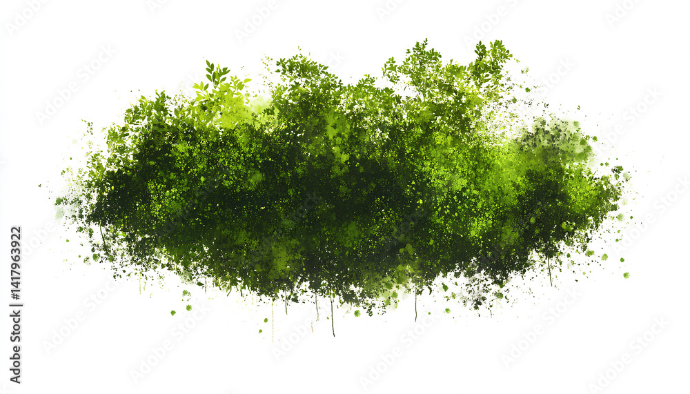 Fototapeta premium Brushstroke of bush isolated on white background, top view