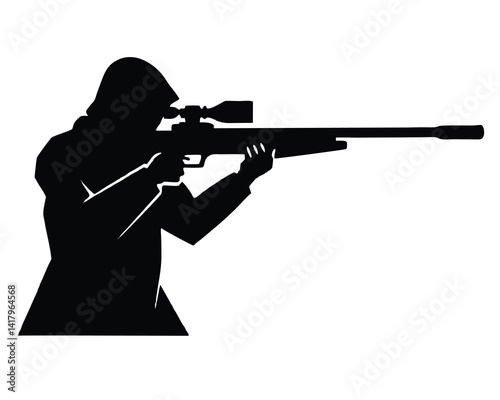 snipper silhouette vector isolated on white background