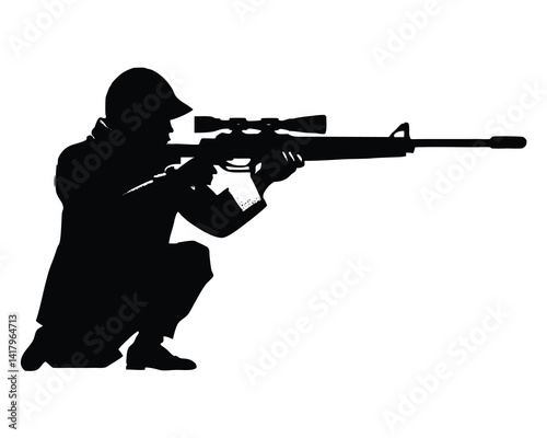 snipper silhouette vector isolated on white background