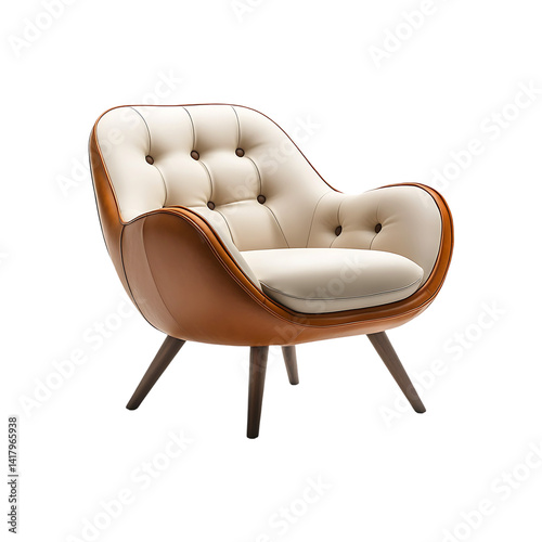 Modern minimalist chair isolated on a transparent background. Contemporary furniture design.