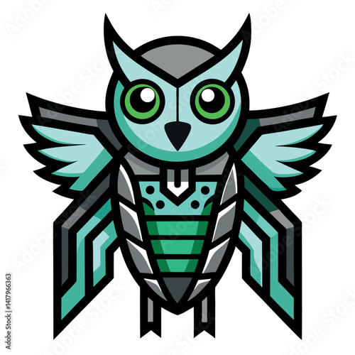 Futuristic Owl in Tech Armor, Perfect for Game Logos or Posters