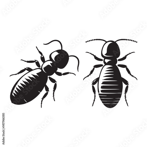 Persistent Termite silhouette, tirelessly working below the surface – Termite illustration – Termite vector – Insect silhouette

