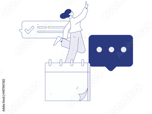 Flat vector illustration of business people operating work scene
