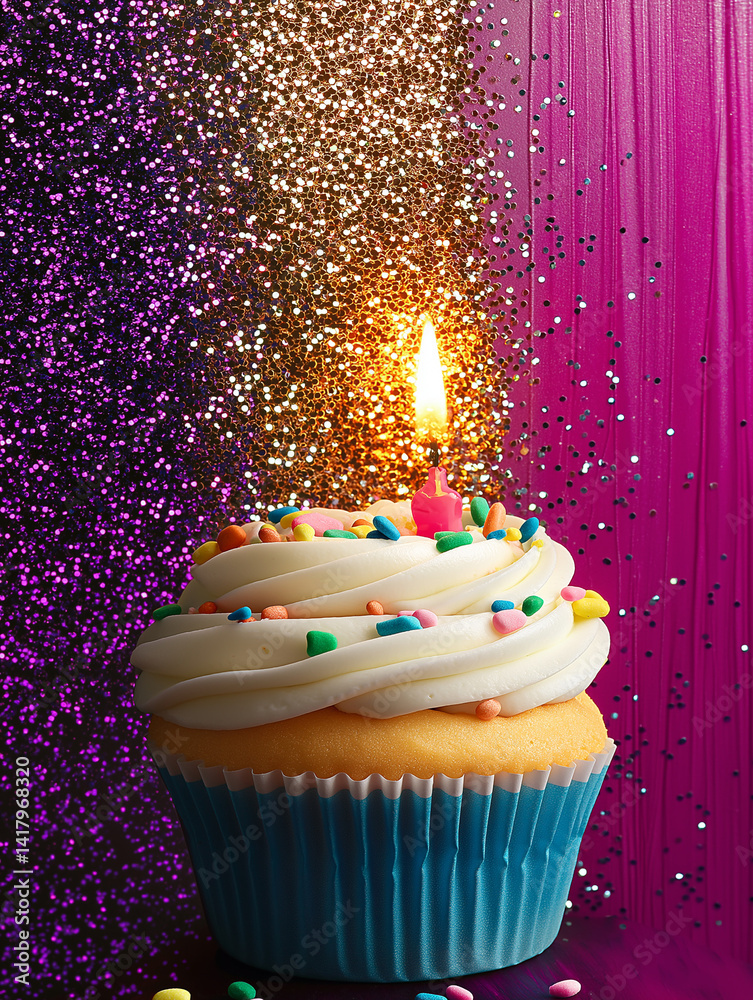 An abstract image featuring birthday and party elements close up in vibrant colors.