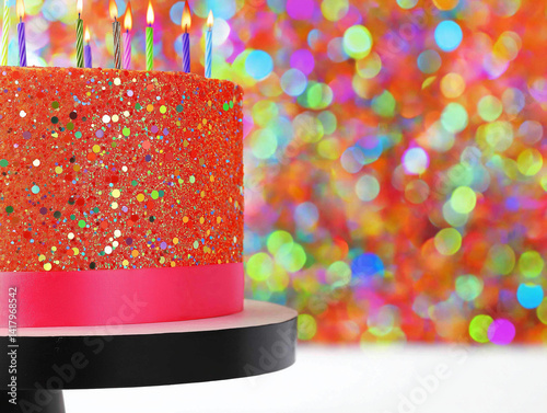 Obraz na płótnie An abstract image featuring birthday and party elements close up in vibrant colors. w salonie